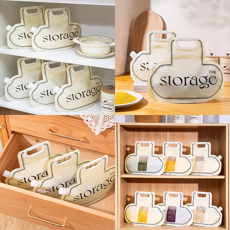 Grain Storage Bag Large Diameter Good Sealing Save Space Food Grade PE Material Rice Wheat Beans Household Kitchen Storage Tools Kitchen Gadgets Pi-Mart