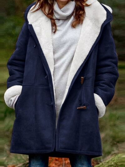 Full Size Pocketed Long Sleeve Hooded Toggle Jacket – Stylish & Functional Outerwear for Women Stevvex