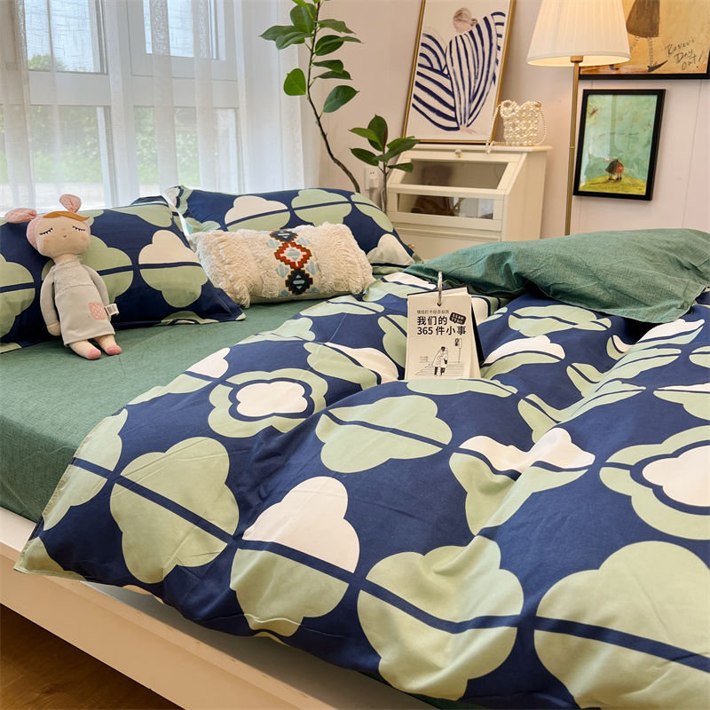 Washed Cotton Bed Sheet Quilt Cover Four-piece Set Pi-Mart