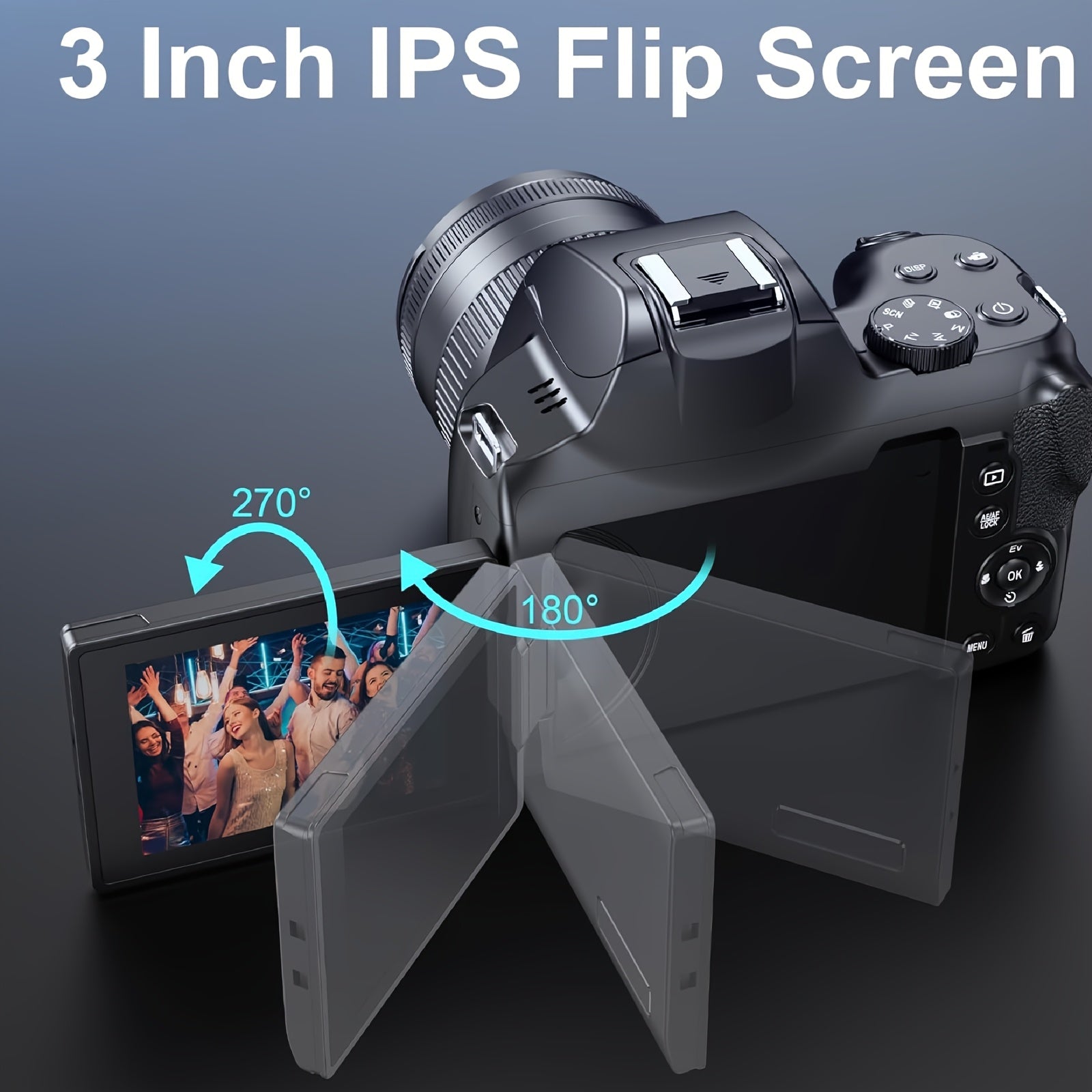 Cameras for Photography, 12X Optical Zoom 4K Digital Camera, 72MP Vlogging Camera with 270° Flip Screen, Battery, Battery Charger, 64GB SD Card, Card Reader Lootquake LLC
