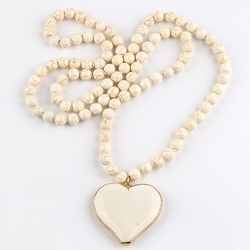 Vintage Ethnic Style Handmade Knotted Beaded Necklace Pi-Mart