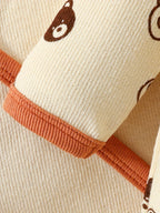 Baby Girl Romper Cute Bear Print Outfits, One-piece Romper + Hat + Baby Bib + Baby Blanket Four-piece Indoor And Outdoor Set Lootquake LLC