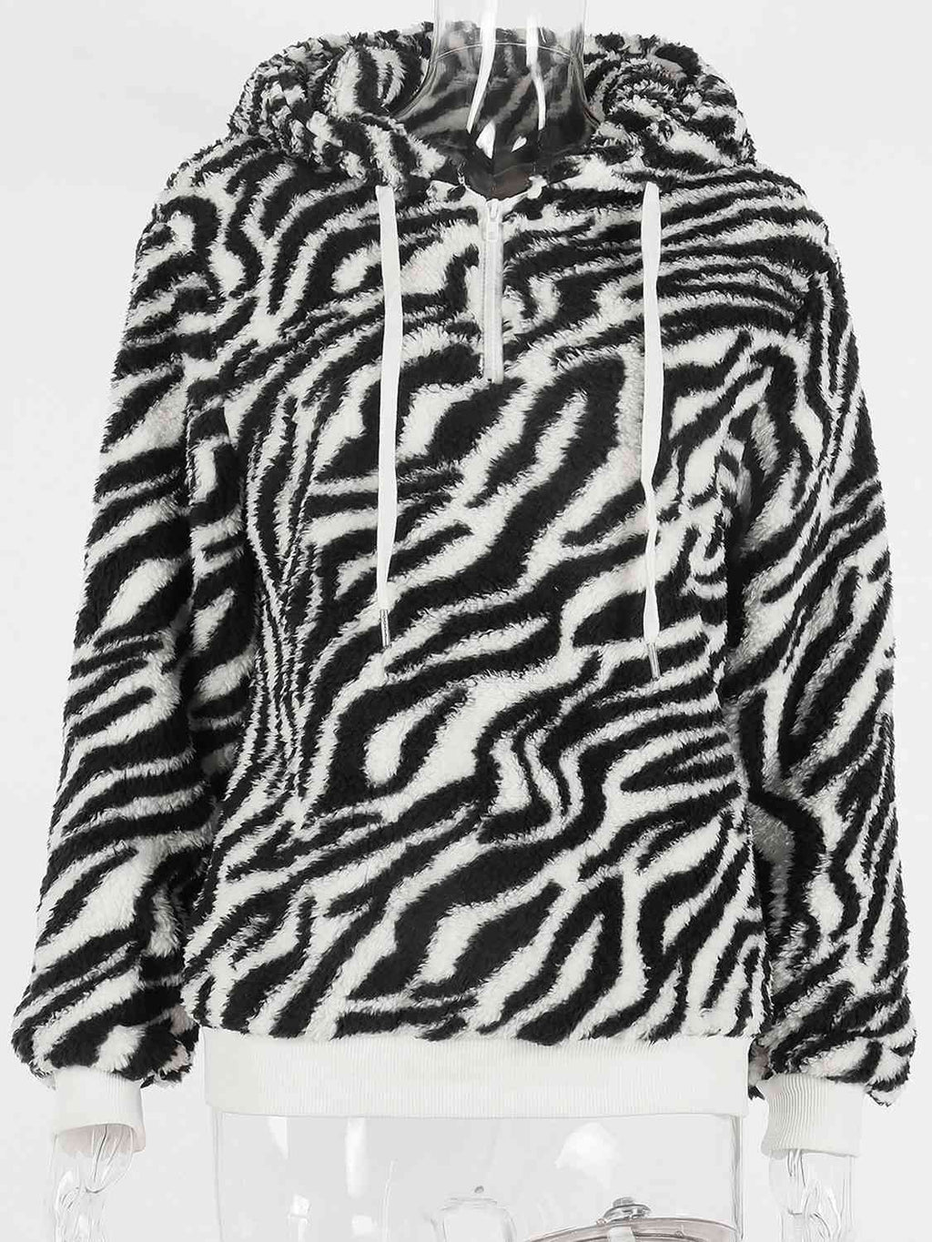 Printed Drawstring Long Sleeve Hoodie Pi-Mart