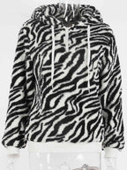 Printed Drawstring Long Sleeve Hoodie Pi-Mart