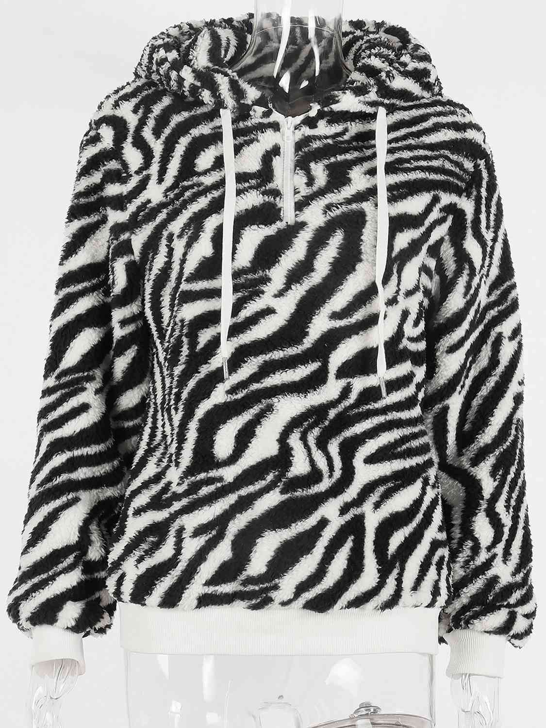 Printed Drawstring Long Sleeve Hoodie Pi-Mart