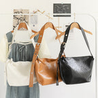 Casual Retro Small Square Bag for Women – Soft Texture PU Wide Shoulder Strap Crossbody Hobo Bag