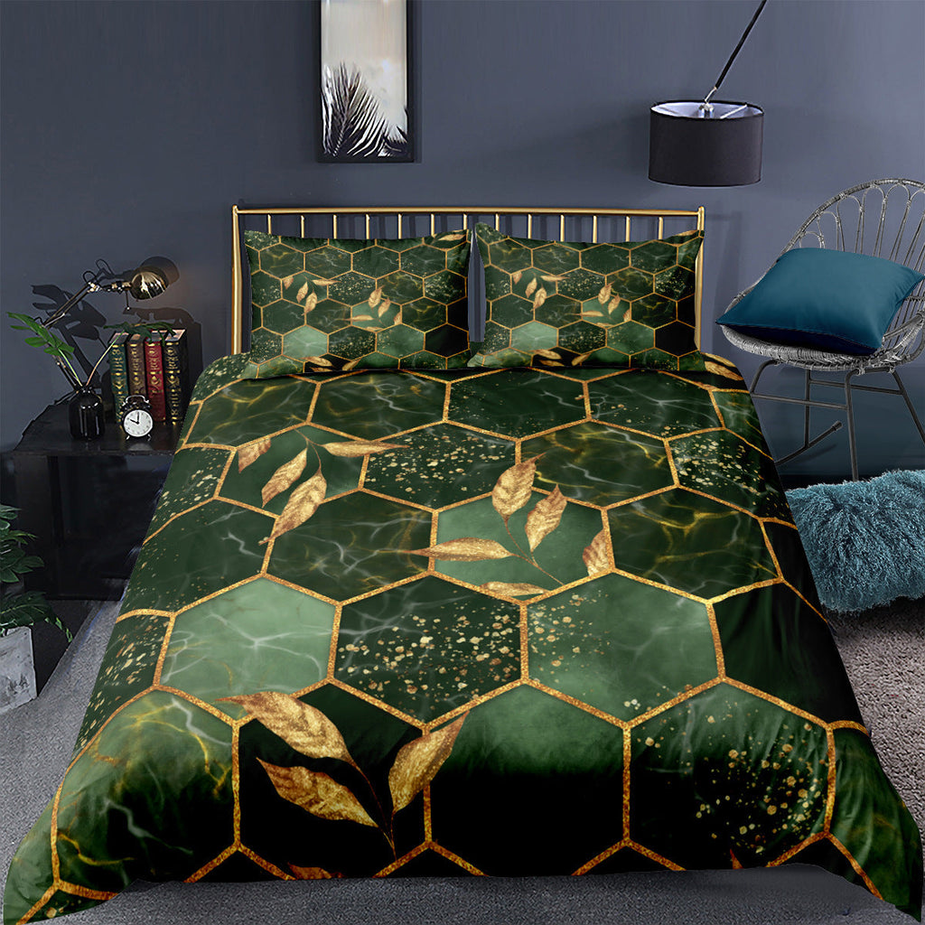 Digital Printing Geometric Quilt Cover Digital Printing Three-piece Set Pi-Mart