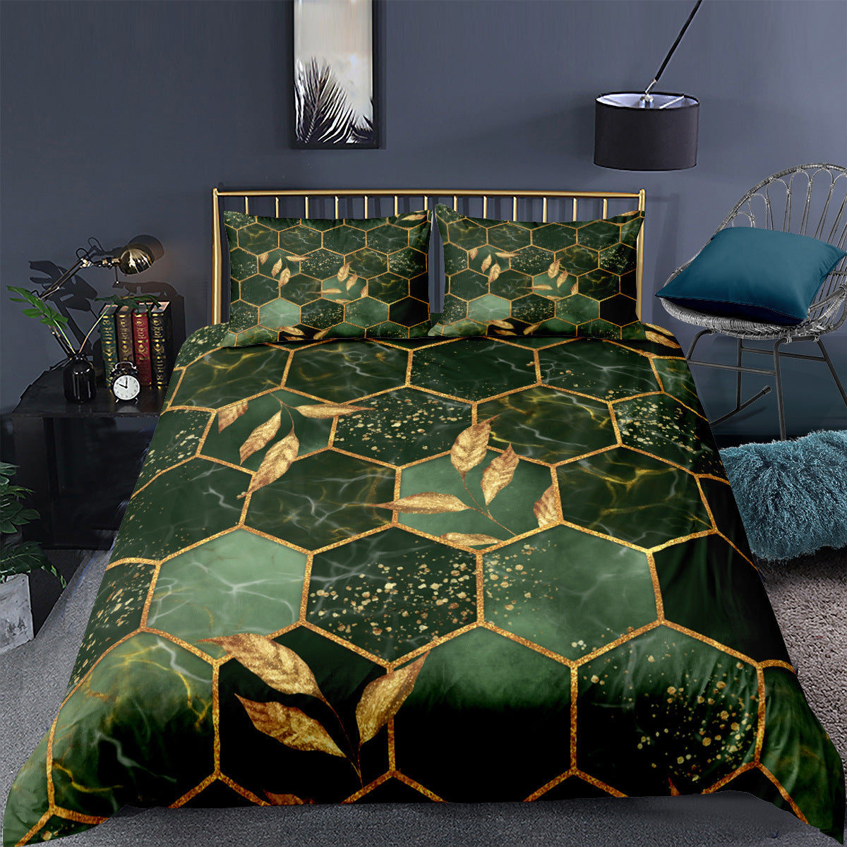 Digital Printing Geometric Quilt Cover Digital Printing Three-piece Set Pi-Mart