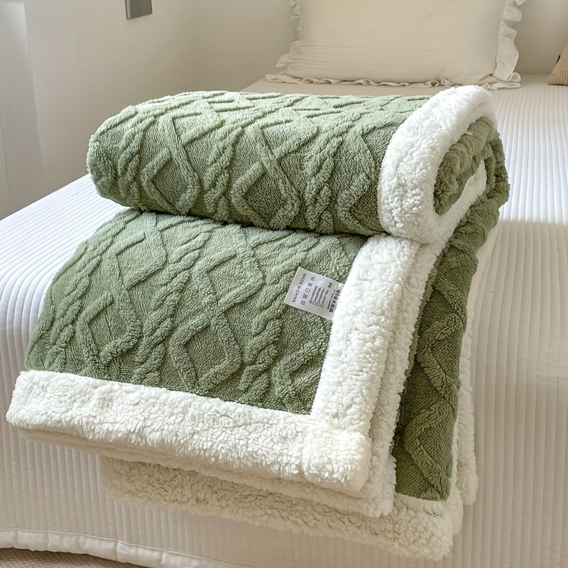 1pc Double-Sided Fleece Bed Blanket, Autumn And Winter Thickened Sofa Blanket, Air Conditioning Blanket, Suitable For All Seasons, Christmas present Lootquake LLC