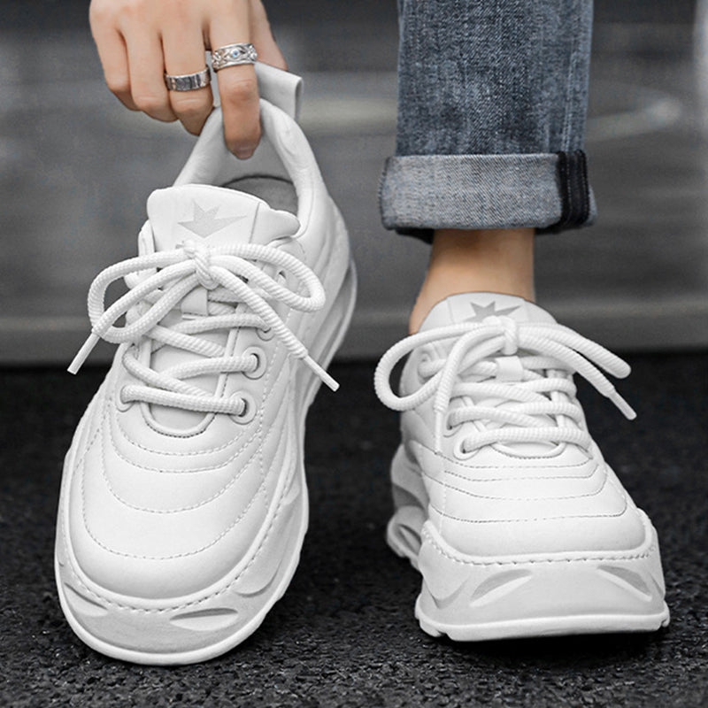 Fashion Thick-soled Anti-skid Shoes Ins Slip-on Casual Lazy Shoes Men Outdoor Breathable Lace-up Running Sports Sneakers Pi-Mart