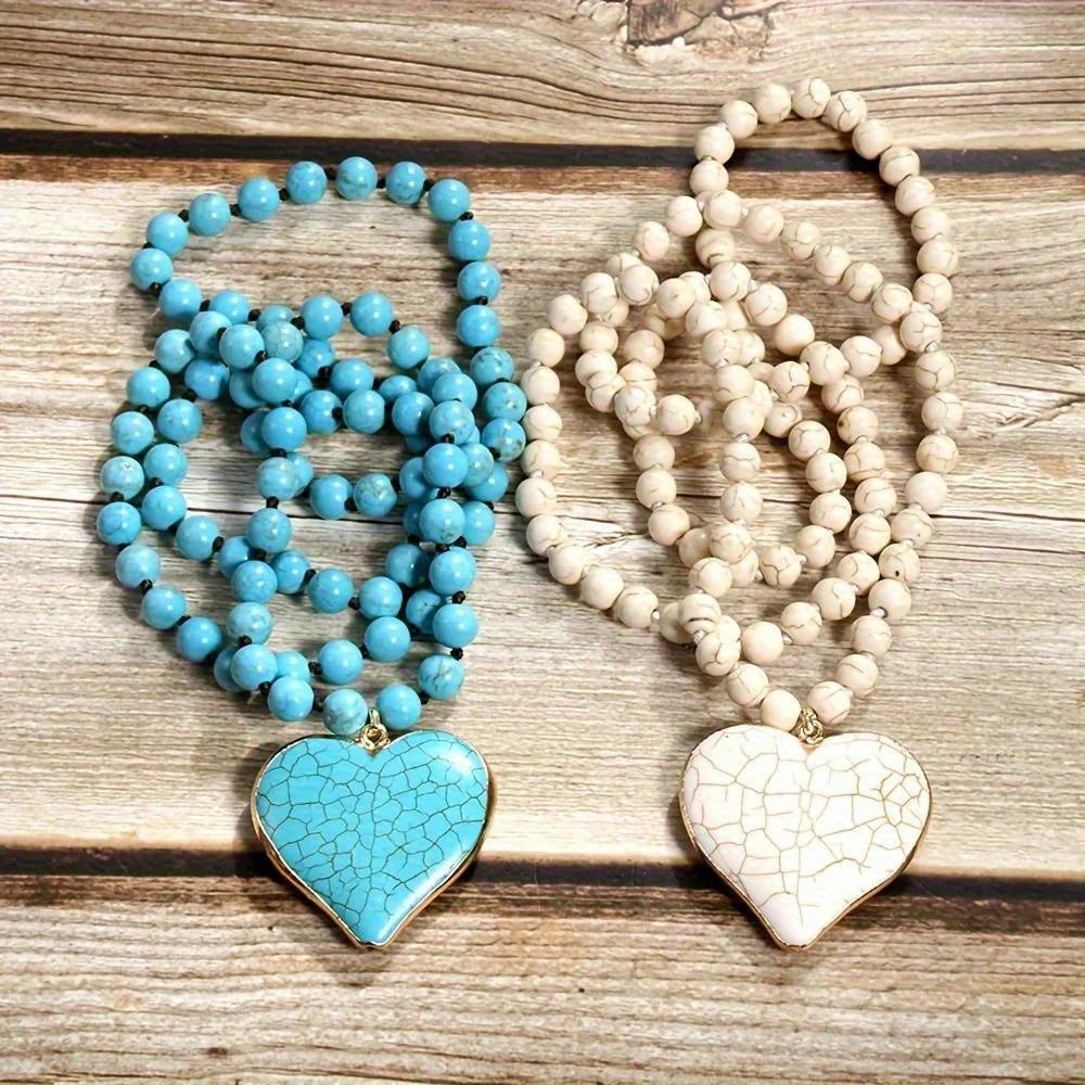Vintage Ethnic Style Handmade Knotted Beaded Necklace Pi-Mart