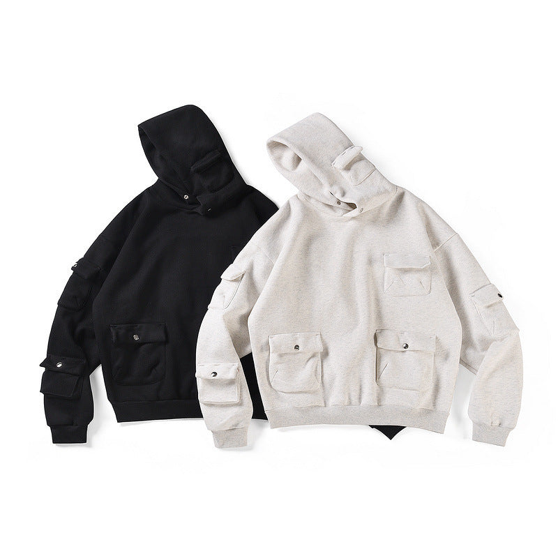 Heavyweight Multi-pocket Sweatshirt Oversize Hoodie Pi-Mart