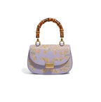 Cowhide Embroidery Ladies Bamboo Handbag