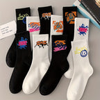 3/6/8/10/12 Pairs Of Medium Length Socks With Graffiti And Spray Painting For Personalized Fashion, Comfort, And Durability Lootquake LLC