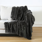1pc Cozy Chunky Knit Throw Blanket with Tassels - Plush, Lightweight, and Unique Home Decor Accent for Couch, Bed, or Sofa Lootquake LLC