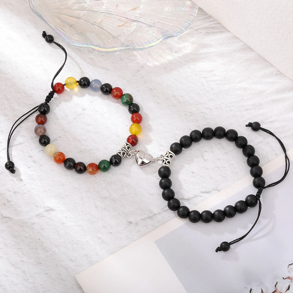 Natural Stone Beads Couple Magnetic Bracelets Pi-Mart