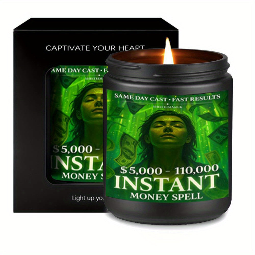 1pc 5. 3 Oz Instant Money Spell Casting Scented Candle Soybean Wax Gift Idea For Women Men Adult Bestie Coworker Husband Wife Him Her Son Daughter Dad Mum Sister Brother Family On Birthday Xmas New Year Funny Unique Essential Lootquake LLC