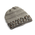 Beanie Women's Warm Leopard Print Knitted Hat Winter Pi-Mart
