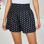 Ladies' Polka Dot Printed Sherry Shorts With Drawstring And Casual Shorts - SJB-DIAMOND ELITES