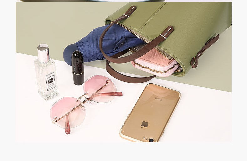 Genuine leather Simple tote bag for women elegant satchel purse antique tone SHOMICOBOUTIQUE