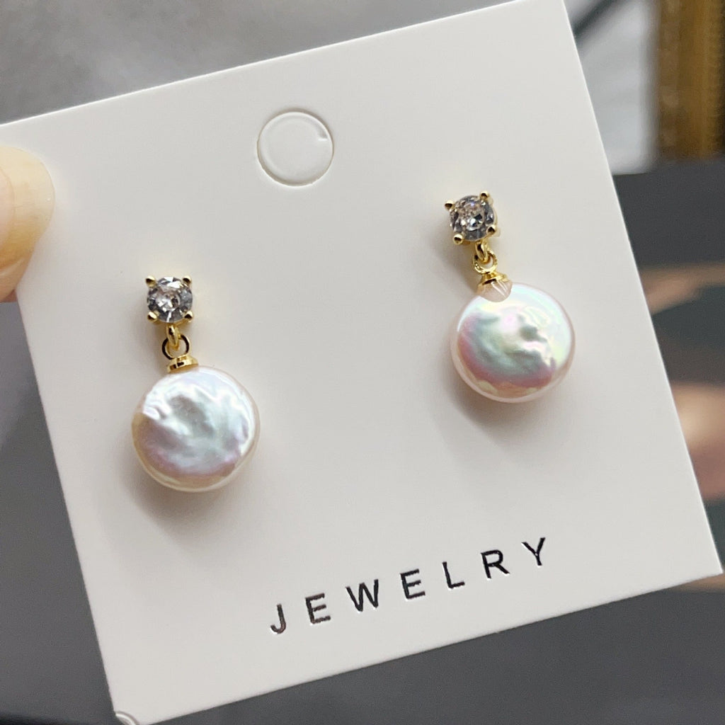 Classic Double Bead Baroque Stud Earrings Pi-Mart