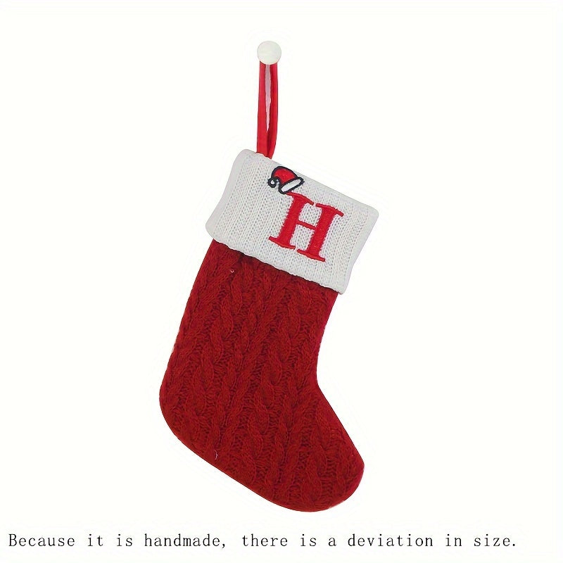 1pc Knitted Christmas Socks Stocking Gift Bag - Embroidered Alphabet, Candy Design, Scene Decor, Room Decor, Home Decor, Holiday Party Decor, Festive Gift Idea for Family and Friends Lootquake LLC