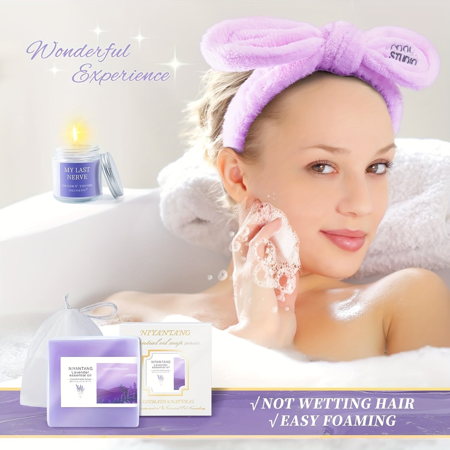 1set Purple Spa & Self-Care Gift Set for Women - Tumbler, Scented Candle, Bath Soap, Beaded Bracelet, Keychain, Jewelry Tray & Greeting Card - Ideal for Birthday, Anniversary, Retirement, Christmas, Get Well - No Electricity