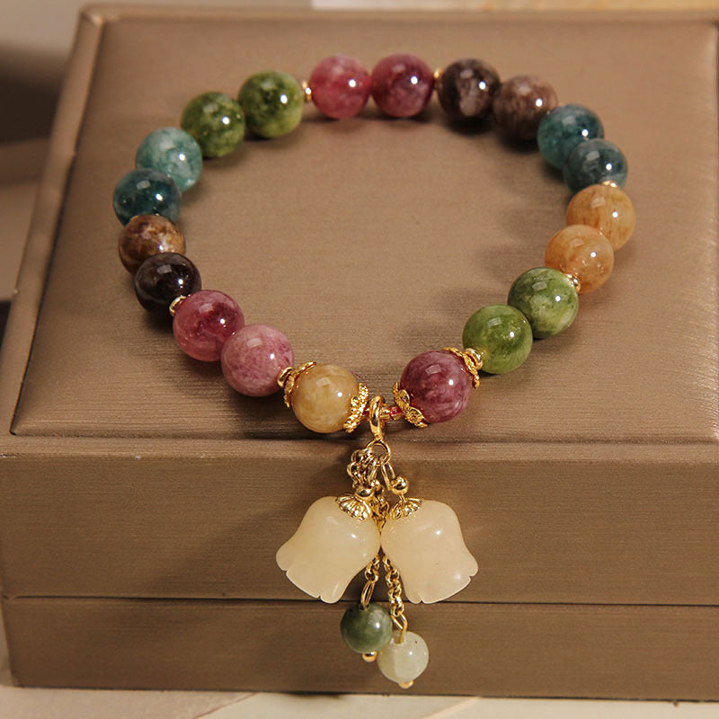 Natural Color Tourmaline Female Summer Ins Lily Pendant Bracelet Pi-Mart