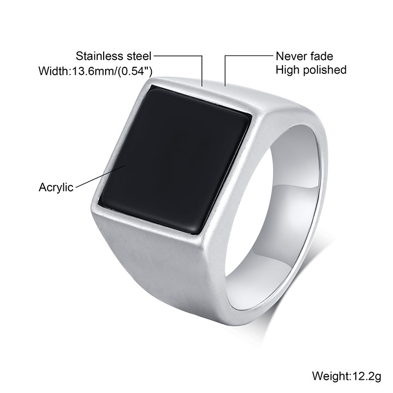 Stainless Steel Square Signet Ring Pi-Mart