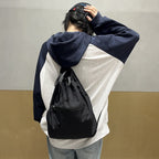 Casual bag women's summer large capacity bundle bucket bag, drawstring fabric backpack unisex, nylon backpack purse lightweight