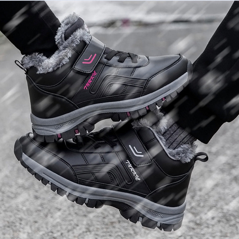 Winter Boots Women Men Warm Plush Velcro Snow Boots Climbing Hiking Shoes Pi-Mart