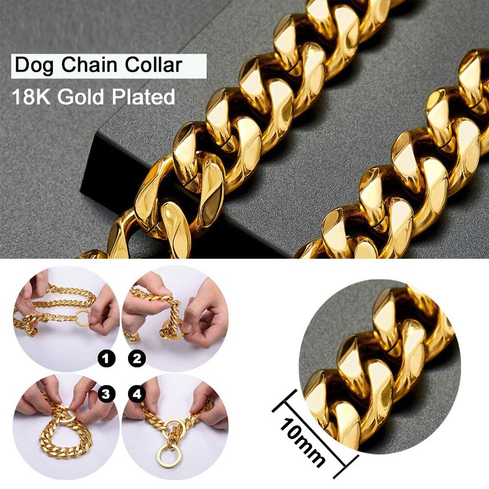Gold Link Chain Collar for Dogs Pi-Mart