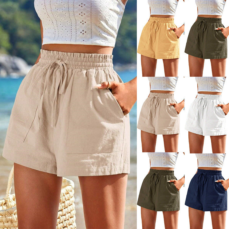 New High Waist Linen Shorts Lootquake LLC