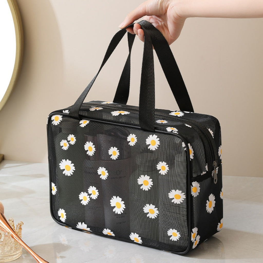 Mesh Cosmetic Bag, Small Daisy Beach Wash Bag, Travel Women's Simple Storage Bag, Go Out Portable Mesh Shower Tote Bag, - SJB-DIAMOND ELITES