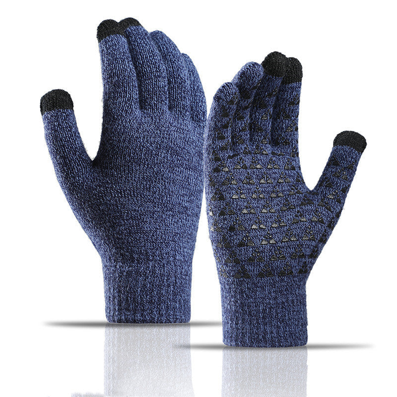Winter Knitted Gloves For Men And Women Warm Cycling Anti-Cold Anti-Slip Triangular Offset Warm Gloves Pi-Mart