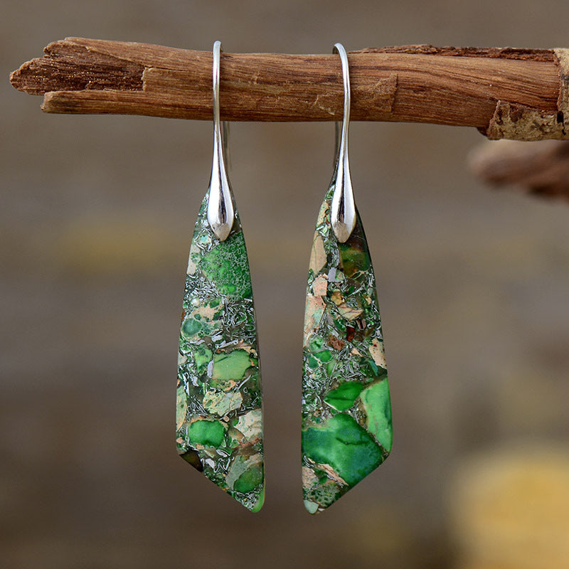 Bohemian Emperor Stone Geometric Pendant Earrings Pi-Mart