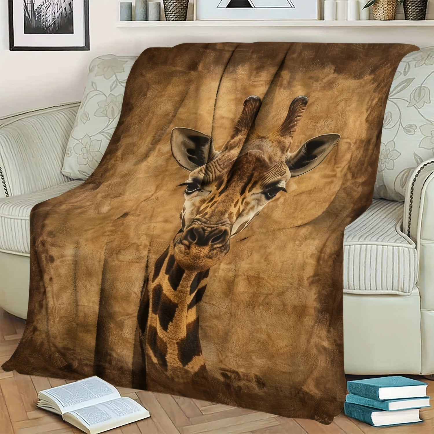 1pc Mom Gifts Blanket For Daughter Vintage Giraffe Soft Blanket Flannel Blanket For Couch Sofa Office Bed Camping Travel, Multi-purpose Gift Blanket For All Season Lootquake LLC