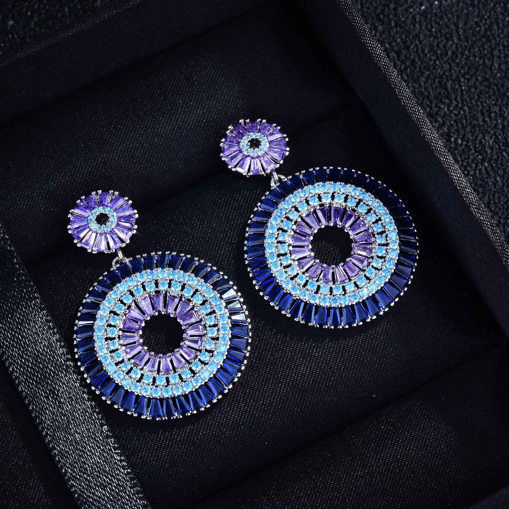 Heavy Industry Disc Color Exaggerated Temperament Earrings Pi-Mart
