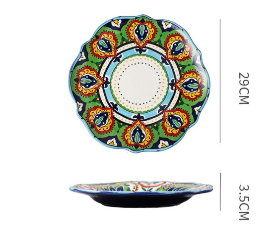 Underglaze Ceramic Tableware Bohemian Household Dishes Pi-Mart