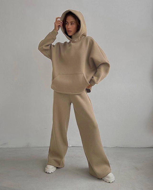 Loose Sports Hooded Sweatshirt Suit For Women Pi-Mart