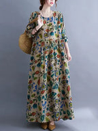 Floral Print Long Sleeve Dresses Pi-Mart