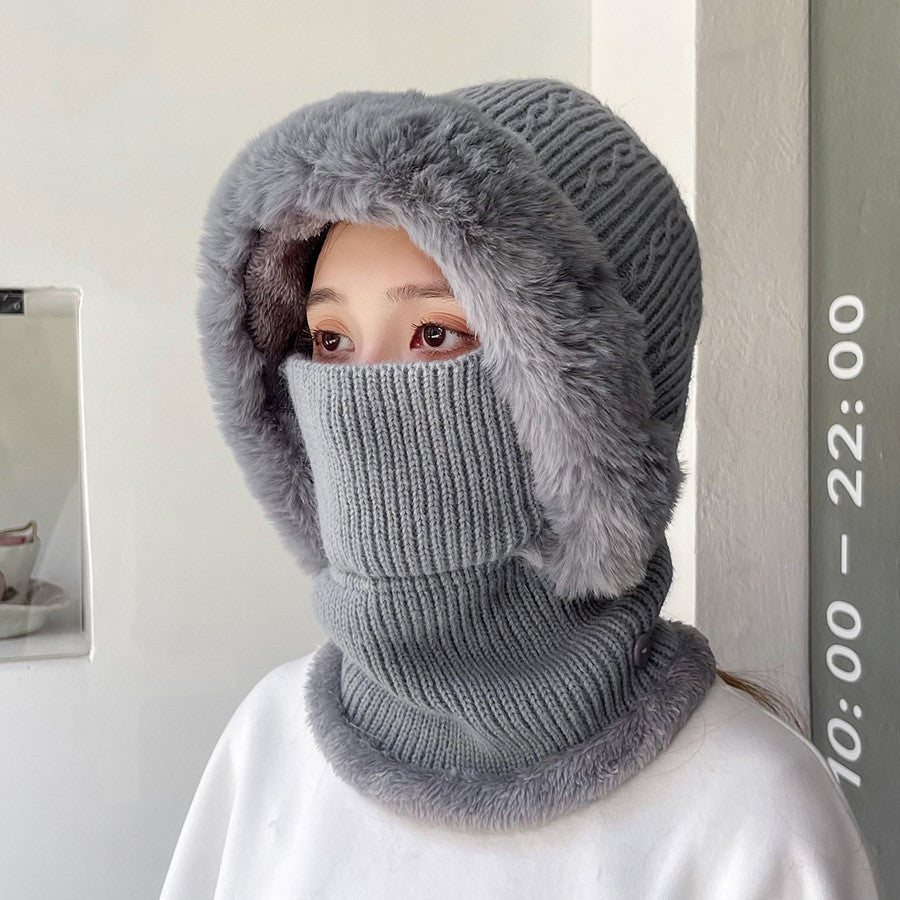 Women's Multi-functional Hat Scarf One-piece Suit Outdoor Windproof Cold-resistant Hat Pi-Mart