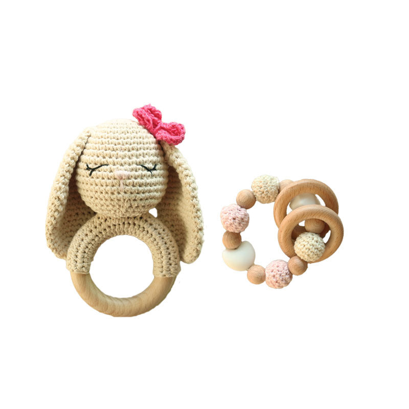 DIY Baby Handmade Wool Crochet Rabbit Rattle Toy Pi-Mart