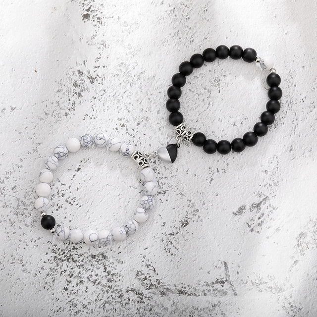 Natural Stone Beads Couple Magnetic Bracelets Pi-Mart