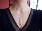 Light Luxury 925 Silver Brushed Feather Pendant Necklace Pi-Mart