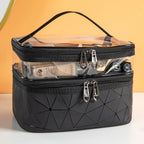 Multifunctional double-layer cosmetic bag, transparent storage bag, travel portable tote bag, large-capacity waterproof toilet bag - SJB-DIAMOND ELITES