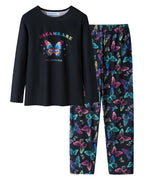 CYCHELRY Cute Black Butterfly Pajamas for Big Girls Soft Long Sleeve Winter Nighty PJS 2PCS Sleepwear Set Size 6 Lootquake LLC