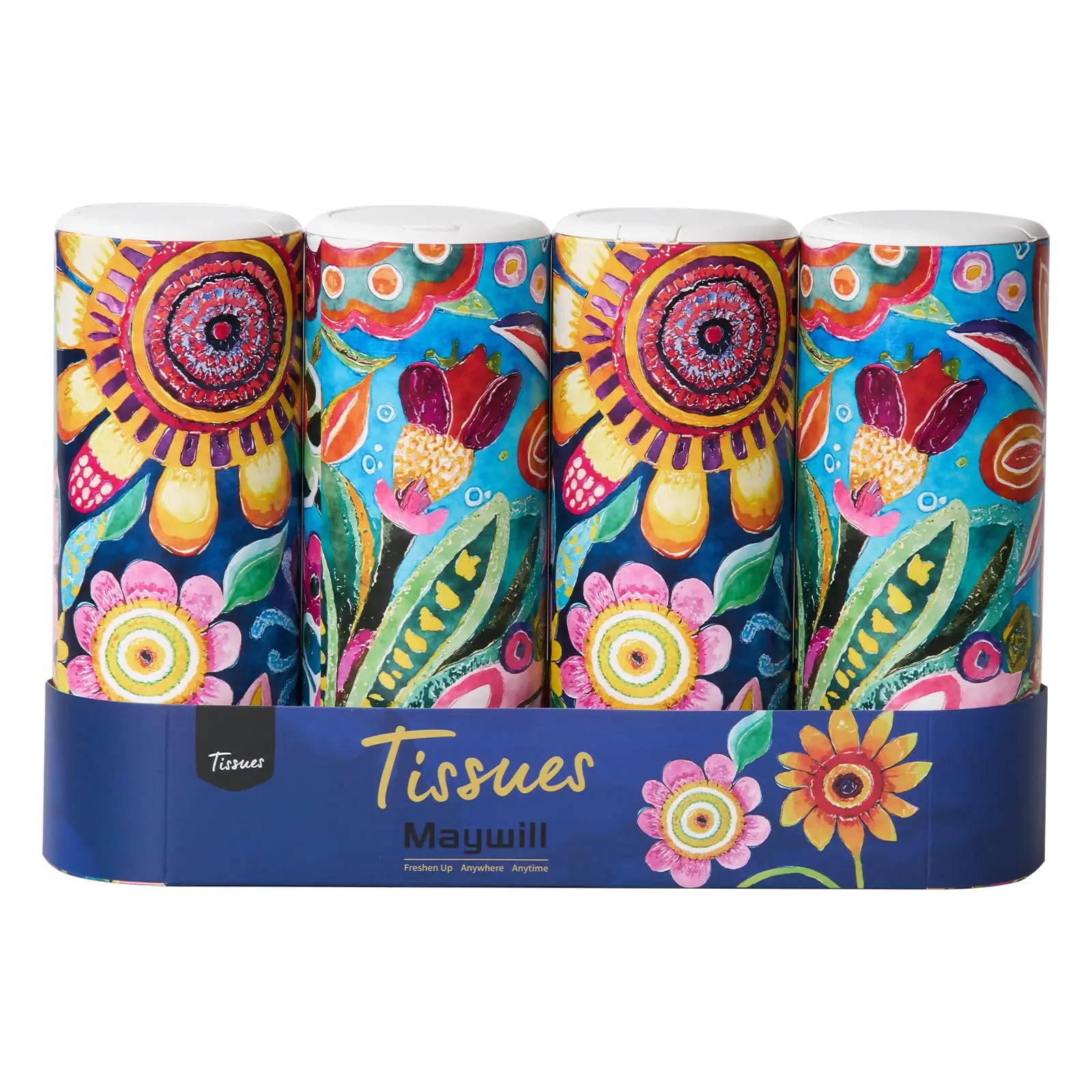 Car Tissues Holder with Facial Tissue Car Tissue Box Travel Tissues CylinderSuitable for Car Cup Holder(3-ply 4 Pack 200 Sheets) Pi-Mart