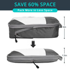Compression Packing Cubes for Travel, Packing Cubes Compression Travel Essentials, Compressible Packing Cubes Travel Organizers for Carry-on Luggage Suitcase Grey 3pcs Pi-Mart