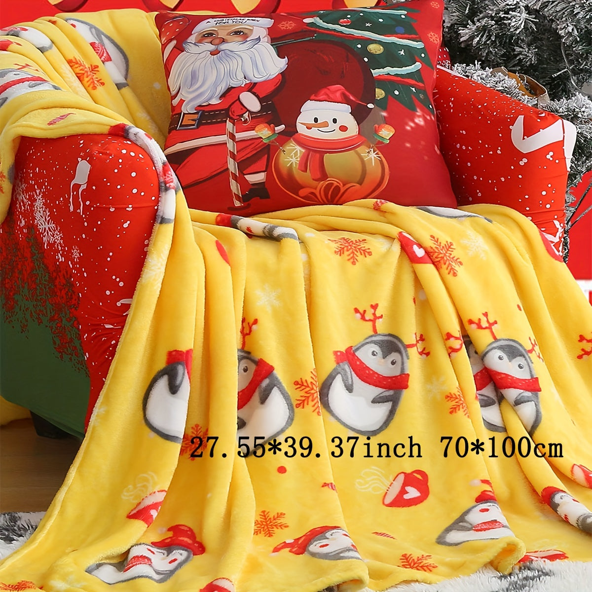 1pc Christmas Plush Bed Blanket, Soft Comfortable Blanket For Sofa Office Bed Camping Travelling Christmas Gift Lootquake LLC